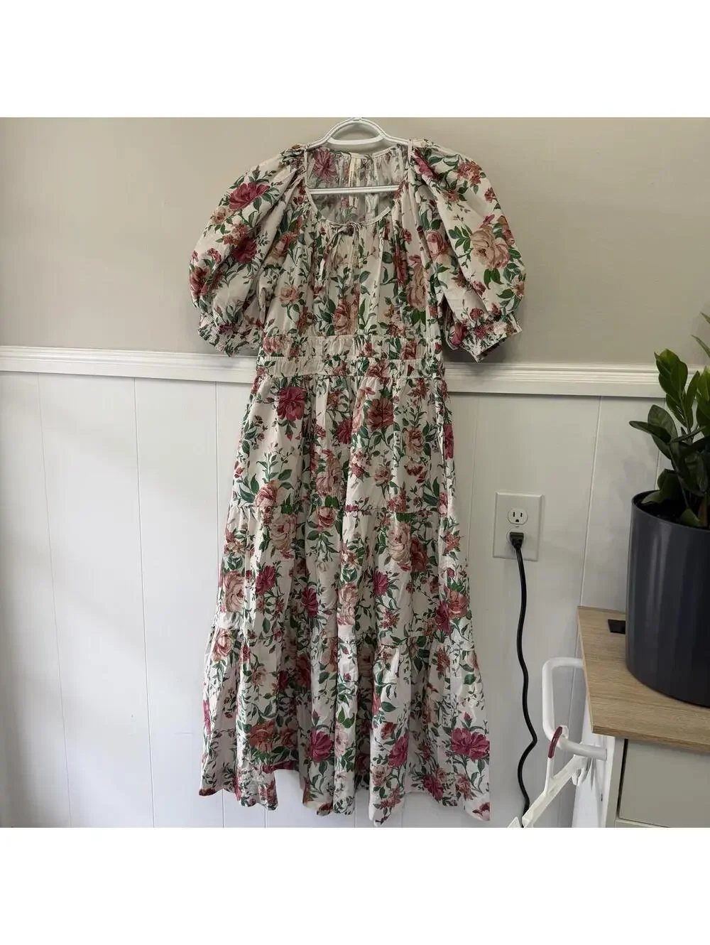 Anthropologie Somerset Puff Sleeve Maxi Dress Floral Cottage NWT $168 Sz MP - Picture 2 of 7